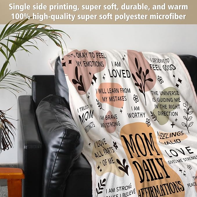 BaubleDazz First Mothers Day New Mom Gifts Blanket, Mama Daily Affirmations, Postpartum Pregnancy Gift for First Time Moms, Mommy to Be, Mama, New Mom Essentials, Birthday Gifts for Moms(50" x 60")
