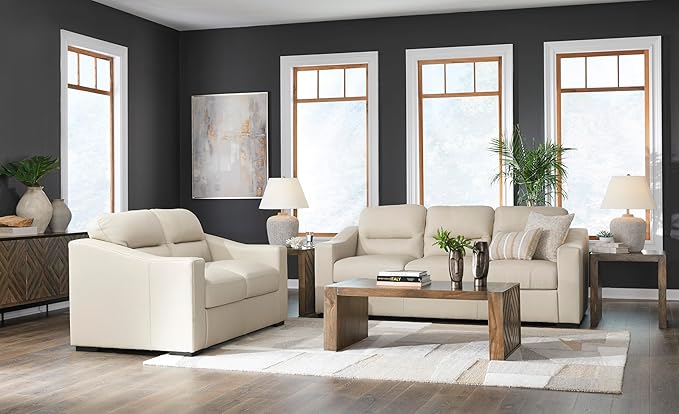 Signature Design by Ashley Treasure Trove Contemporary Leather Match Sofa, Beige