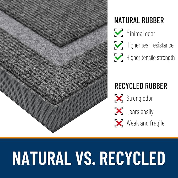 OLANLY Front Door Mat Indoor Outdoor Entrance, Waterproof All-Season, All-Weather Doormat, Sturdy Natural Rubber, Fade Resistant, Low Profile, Easy Clean Patio Porch Entryway Mat, 47x32, Dark Grey - Image 4