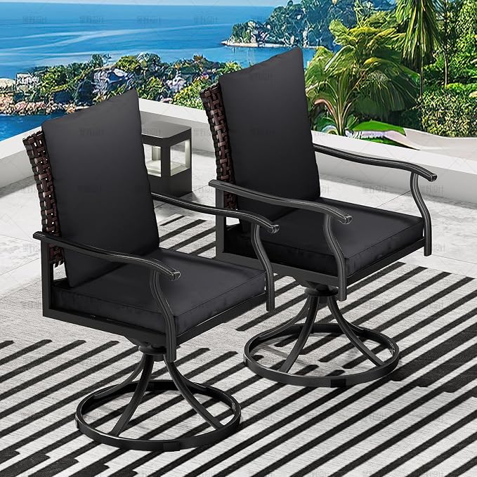 LEVELEVE 2-Piece Swivel Dining Chairs, Outdoor Patio Bistro Chairs for Lawn, Garden, Deck, Backyard & Porch (Matching Series for 5-Piece Set) by Enjoyyourlife