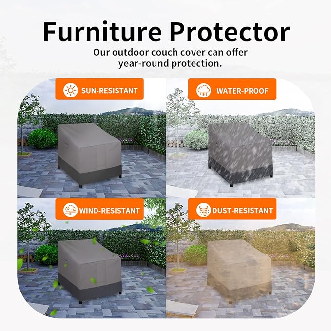 Easy-Going Outdoor Chair Cover Waterproof, Heavy Duty Patio Chair Cover, Windproof Outdoor Furniture Cover with Air Vent (2 Pack-35Wx38Dx31H inch, Gray/Dark Gray) - Image 5