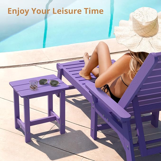 LUE BONA Outdoor Side Table, HDPS Small Outdoor Adirondack Side Tables, Outside End Table for Patio, Porch, Deck, Pool, Weather Resistant/Easy Maintenance,Purple - Image 4