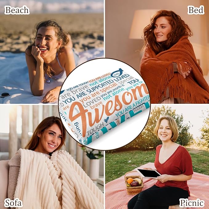 Inspirational Get Well Blanket – Super Soft Healing Throw for Women, Perfect Cancer Care Gift for Mom or Adults Recovering from Surgery 50"x60"