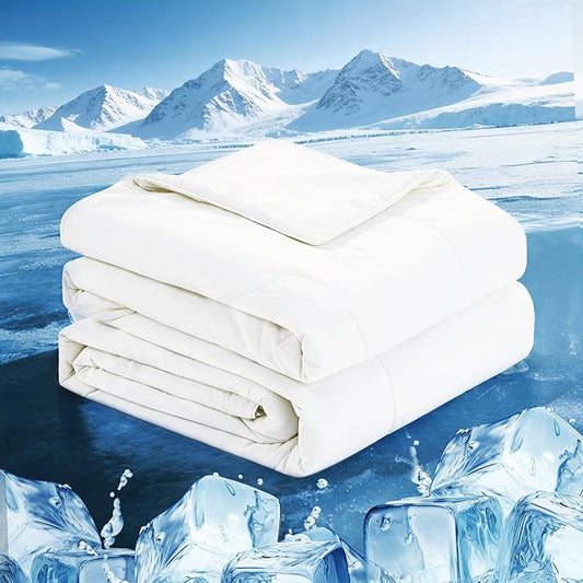 Love's cabin Cooling Comforter Twin, Double Sided Cooling Blankets for Hot Sleepers, Q-Max>0.4 Instant Cool-to-Touch, 2X Breathable & Moisture-Wicking, Oeko-TEX Certified, 68"x90" White