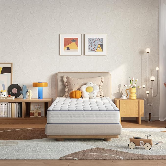 Novilla Twin XL Mattress for Kids, 8 Inch Twin XL Hybrid Mattress, Foam and Springs for Comfortable Sleep, Steel Coils for Durable Support, CertiPUR-US Certified, Youth/Guest Rooms, Mattress in a Box