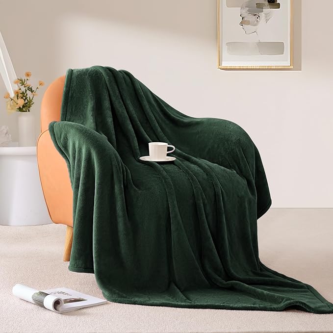 BEAUTEX Fleece Throw Blanket for Couch Sofa or Bed??? Throw Size Soft Fuzzy Plush Blanket, Luxury Flannel Lap Blanket, Super Cozy and Comfy for All Seasons (Emerald Green, 50" x 60")