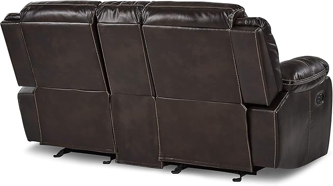 Lexicon Bay Manual Double Glider Reclining Loveseat, Dark Brown