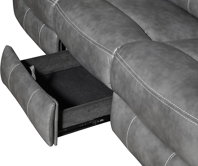 Coaster Home Furnishings - Conrad - Fabric - Upholstered Motion Reclining Sofa with Power Outlet, Padded Headrests and Wall Hugger Design - Living Room - Grey - 650354