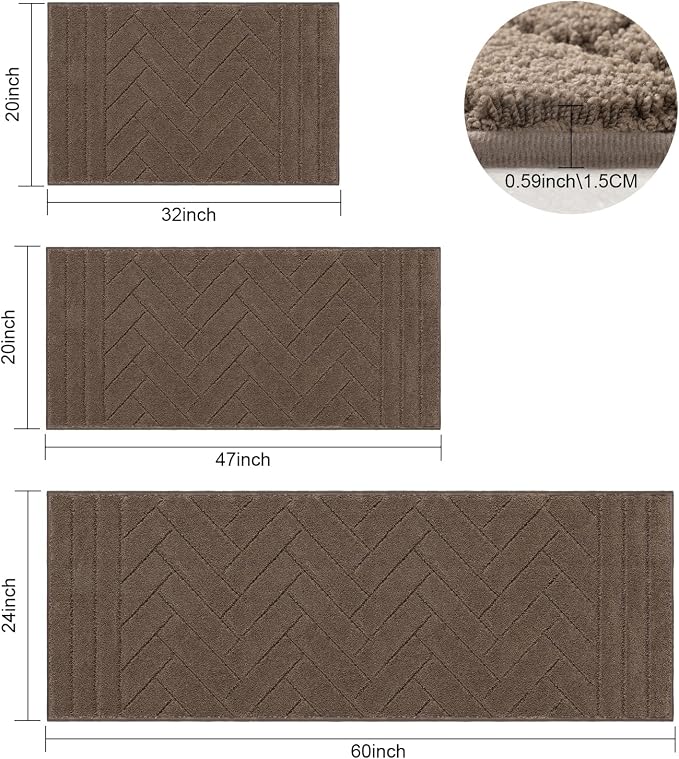 hicorfe Indoor Doormat,Front Back Door Mat Rubber Backing Non Slip Door Mats 20"x48" Absorbent Resist Dirt Entrance Doormat Inside Floor Mats for Entryway Washable Low-Profile(Camel) - Image 2