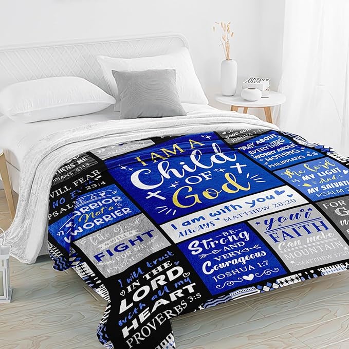 Christian Gifts for Men - Baptism Gifts for Boys & Men - Bible Verse Christian Blanket - Inspirational Birthday Religious Catholic Spiritual & Confirmation Gift for Teen Boys - Baptism Blanket 60"x80"