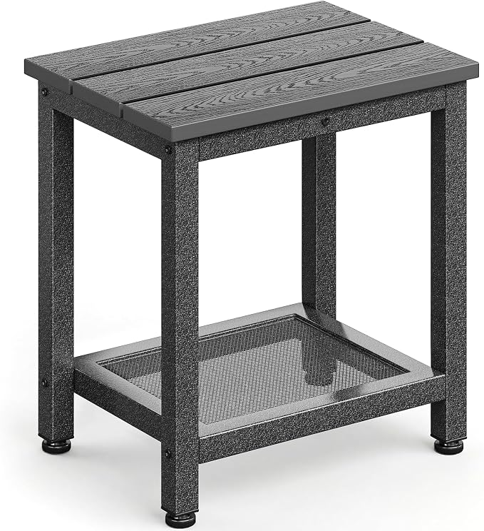 ODK Outdoor Double Side Table, Adirondack Patio End Table with Weather-Resistant Waterproof Top for Hot Tub Garden, Balcony, Poolside, Grey by ODK