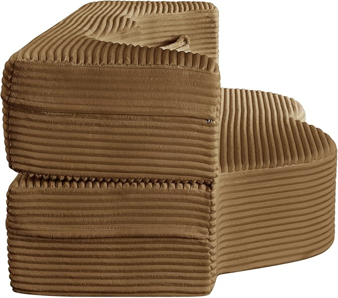 Ball & Cast 78" Convertible Sleeper Sofa Bed with Pillows, Corduroy Folding Mattress Couch Bed, Floor Futon Sofa Comfy Compressed Cloud Couch for Living Room,Camel