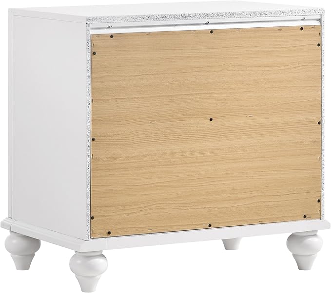 Coaster Home Furnishings Barzini Modern Classic 4-Piece Bedroom Set Leatherette Upholstered Eastern King Size Panel Bed Frame 56-inch Headboard White 205891KE-S4