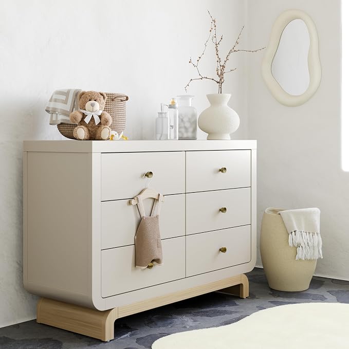 Storkcraft Santorini 6 Drawer Double Dresser (Frosted Oat with Driftwood) - GREENGUARD Gold Certified, Interlocking Drawer System, Dresser Drawer Organizer for Kids Bedroom - Image 2