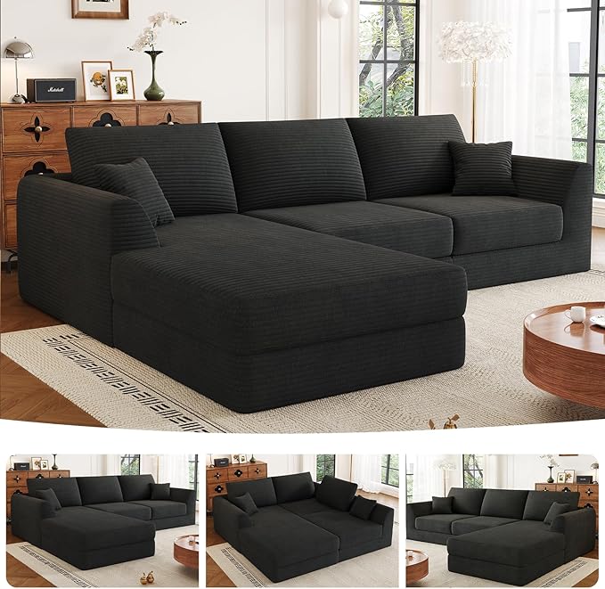 106” Modular Sectional Sofa, Cloud Sectional Couch with Deep Seat, Modern Modular L-Shape Sofa Couch with Chaise,Upholstered Boneless Couches for Living Room Bedroom No Assembly Required