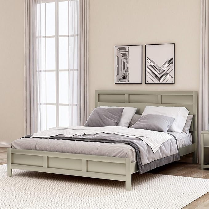 SOFTSEA 3-Piece Bedroom Sets Featuring Modern Style Platform Bed, Matching Nightstands and Dresser, Solid Wood Bedroom Furniture Set (King)