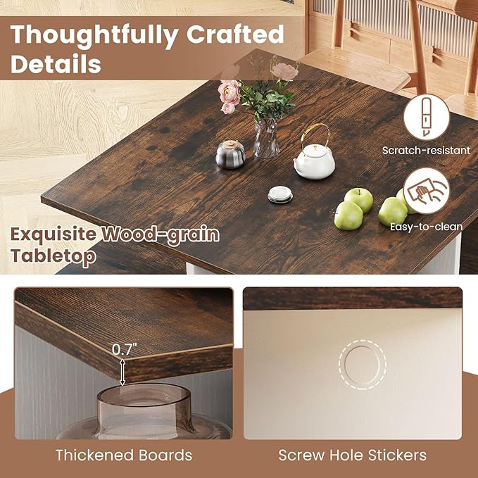 Giantex Square Coffee Table, Mid Century Modern Center Table with 4 Storage Compartments & Cross-Shape Base, 24 Inch Farmhouse Coffee Tables for Living Room (Brown)