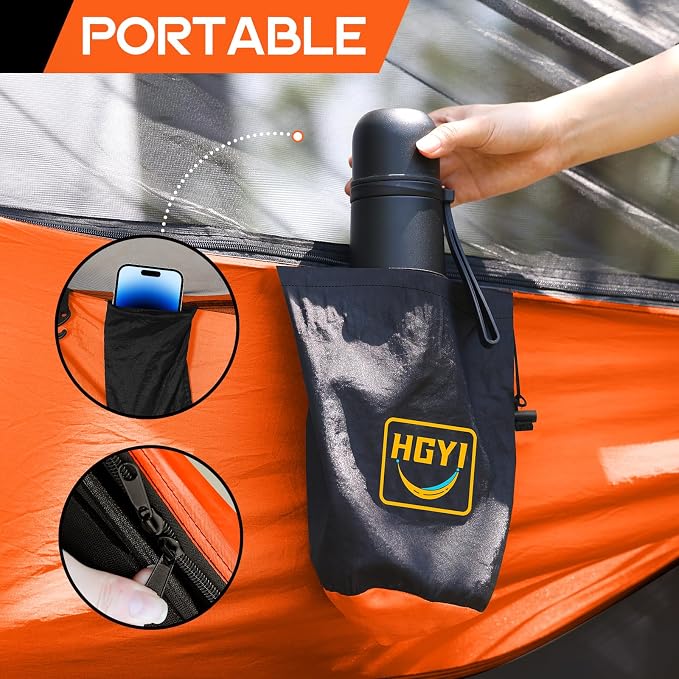 Camping Hammock Mosquito Net,Double & Single Portable Hammocks Hammocks with 2 Tree Straps,Hammock Tent for Travel Camping,Camping Accessories for Indoor Outdoor Hiking Backpacking Backyard Beach - Image 6
