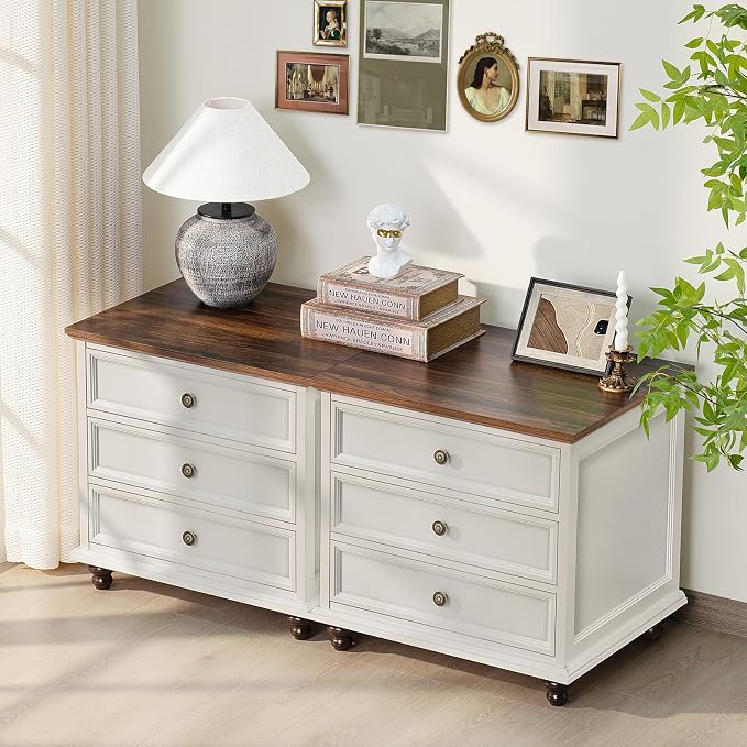 Joaxswe 24" Wide Farmhouse Night Stand Set of 2,Large End Table with 3 Drawers & Metal Handle,White Wood Dresser for Bedroom, Bed Side Table Chest of Drawers Cabinet, Nightstand for Living Room,Closet - Image 8