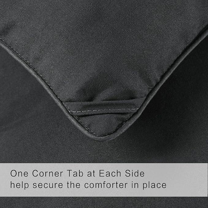 COHOME California King Size Comforter, All-Season Quilted Down Alternative Duvet Insert, Luxury Hotel GentleSoft Comforter with Anti-Clump Tech & 8 Tabs - Reversible - Dark Grey 96 x104 inches