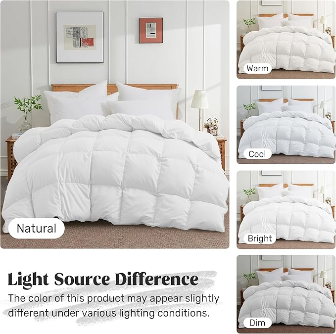 Joysoul King Size Down Comforter - All Season Ultra Soft Goose Down & Feather Fiber Fill, Luxury Hotel White Duvet Insert with Corner Tabs (104" X 88")