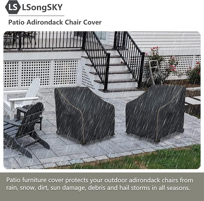 Patio Adirondack Chair Cover 2 Pack,Waterproof Heavy Duty Outdoor Chair Covers,Patio Adirondack Chair Cover for Outdoor Chair,(30W x 34 D x 36 H inches),Black - Image 5