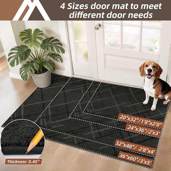 COSY HOMEER Front Door Mat Low Profile Non-Slip Doormat for Entryway, Absorbent Dirt Trapper Washable Entrance Mat, Sturdy Polyester Doormats (48"x32", Dark Gray) - Image 5