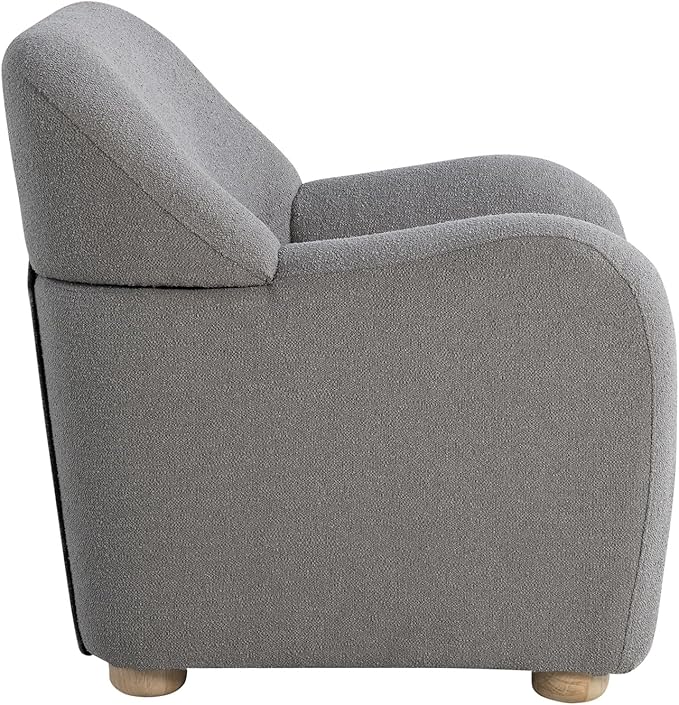 Studio Living® Jennifer 36.6" Arm Chair, Modern Style, Pocket Coil Comfort, Natural Wood Legs, Boucle Fabric, Gray