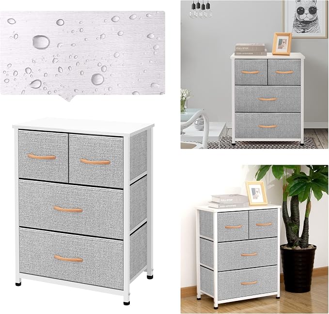 AZL1 Life Concept Dresser Storage Furniture Organizer-Large Standing Chest for Bedroom, Office, Entryway, Living Room and Closet-4 Removable Fabric Drawers, Light Grey - Image 6