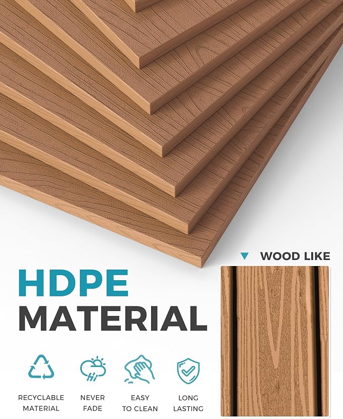 Ciokea Oversized Outdoor Rocking Chairs Set of 3, 380lbs Heavy-Duty Large Patio Rocker, High Back Cozy Porch Chairs, Weather Resistant Patio Rocking Chairs for Outside, Fire Pit, Deck, Teak - Image 7