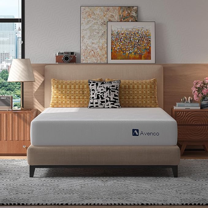 Avenco 14 Inch Queen Gel Memory Foam Mattress, Open-Cell Breathable Foam for Cooling Night Sleep, Removable Washable Cover, CertiPUR-US Certified Queen Size Mattresses in a Box