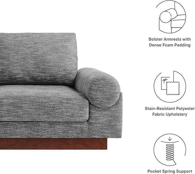 Modway EEI-6401-GRY Oasis Upholstered Fabric Sofa, Gray