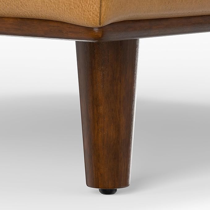SIMPLIHOME Morrison 49 inch Wide Large Rectangular Ottoman in Sienna Genuine Leather, Multifunctional Footrest, Coffee Table, and Extra Seating for Living Room, Mid-Century Modern Style