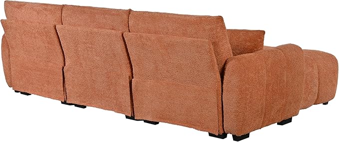 ERYE 110" L-Shaped Sectional Sofa 4 Seat Tufted Sofa Couches with Ottoman, Oversized Tufted Boucle Upholstered Corner Sectional Couch for Living Room Home Apartment