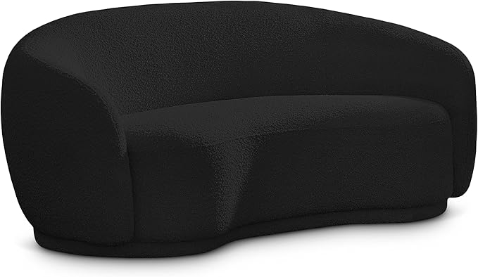 Meridian Furniture 693Black-L Hyde Collection Modern | Contemporary Boucle Fabric Upholstered Loveseat, Black, 64" W x 38" D x 27.5" H