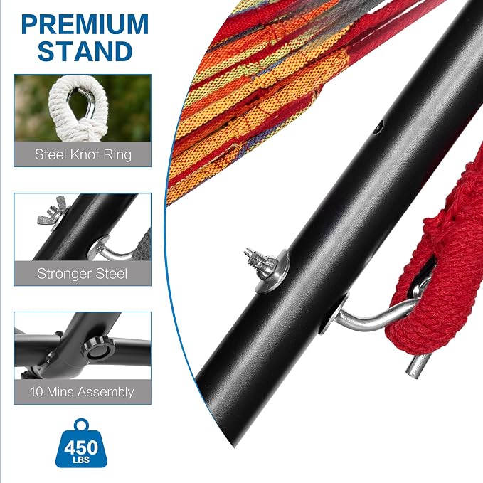 PNAEUT Hammocks and Stand Double (Red) - Image 7
