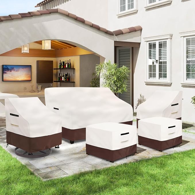 Outdoor Couch Covers,58 Inches Outdoor Sofa Cover, Waterproof Patio Furniture Cover,Furniture Covers for Patio Seating (Beige) - Image 8