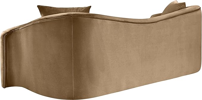 Meridian Furniture 44052Beige-S Destin Collection Modern | Contemporary Sofa with Ultra Luxe Beige 460 GSM Velvet, Rich Curves, 91" W x 34.5" D x 31" H, Beige