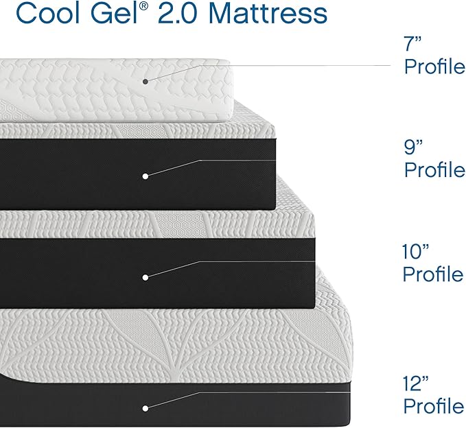 COOL GEL 10 Inch California King Memory Foam Mattress Medium Firm, King Size Memory Foam Mattress Cooling, Made in the USA, 10" Depth with Pressure Relief, CertiPUR-US Certified, CoolGel Bed