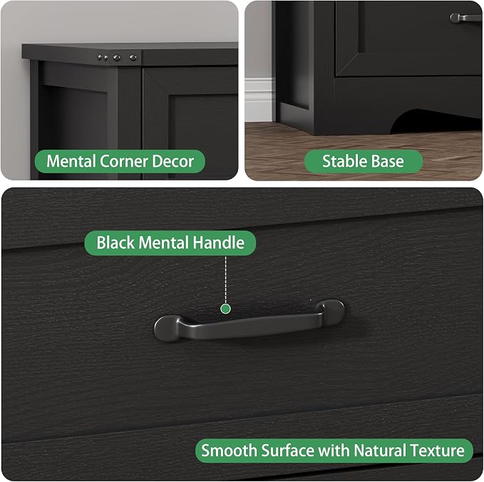 Dresser for Bedroom with 8 Drawers, 54" Wide Wood Chest of Drawers with Deep Drawers & Mental Handle, Modern Dresser TV Stand, Wooden Closet Storage Organizer for Living Room, Hallway, Entryway, Black - Image 5