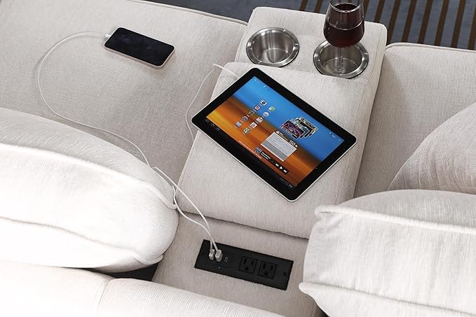 ERYE 151-Inch U-Shaped Sectional Sofa Chenille Upholstered Corner Convertible Sectional,9 PCS Modular Couch with Ottoman,Storage Console, Cupholders and Charging Station