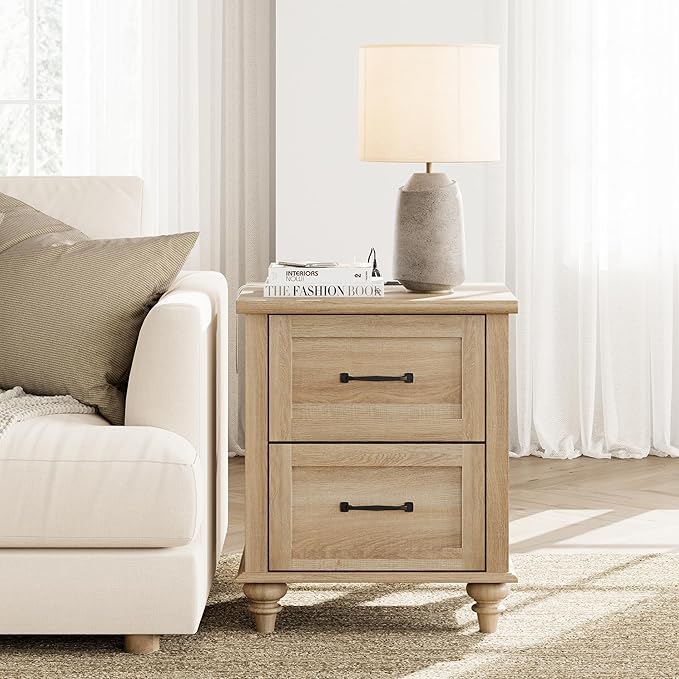 WAMPAT 2 Piece Bedroom Set - Includes 8 Drawer Dresser for Bedroom, Light Wooden Nightstand with Charging Station & Drawers, 2 Piece Dresser and Nightstand Sets, Oak