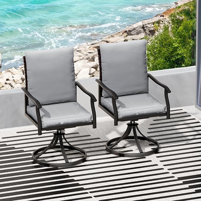LEVELEVE 2-Piece Swivel Dining Chairs, Outdoor Patio Bistro Chairs for Lawn, Garden, Deck, Backyard & Porch (Matching Series for 5-Piece Set) - Image 2