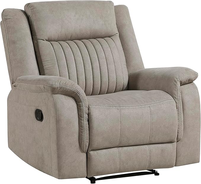 Lexicon Manual Recliner Chair, Polished Microfiber Reclining Sofa Chair, Home Theater Seating, Wall Hugger Manual Recliner for Living Room/Office/Apartment, Dove