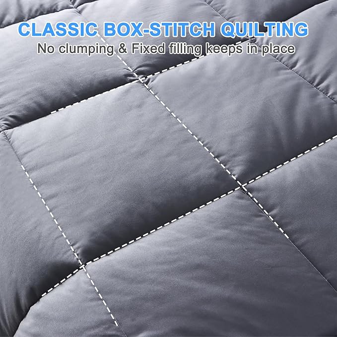 All Season Wool Comforter Duvet Insert King Size, Ultra-Soft Wool Filling Duvet, Noiseless Cotton Shell, Medium Weight Washable Comforter(Dark Gray)