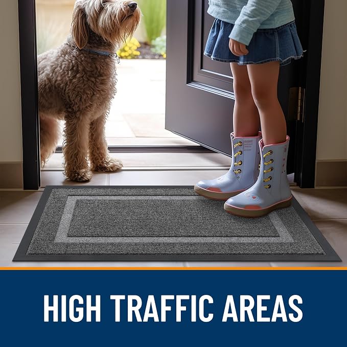OLANLY Front Door Mat Indoor Outdoor Entrance, Waterproof All-Season, All-Weather Doormat, Sturdy Natural Rubber, Fade Resistant, Low Profile, Easy Clean Patio Porch Entryway Mat, 59x23, Dark Grey - Image 7
