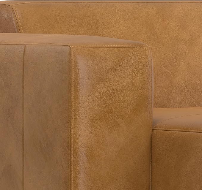 SIMPLIHOME Rex Left Chaise Sofa Module in Full-Grain Genuine Leather, Sienna, 44-inches W x 69.5-inches D, Handcrafted Modern-Style Left-Arm Chaise Lounge Chair for Living Room and Family Room
