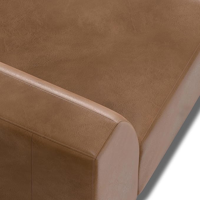SIMPLIHOME Rex Right-Arm Sofa Module in Full-Grain Genuine Leather, Caramel Brown, 44-inches Wide, Handcrafted Modern-Style Right-Arm Accent Chair for Living Room and Family Room