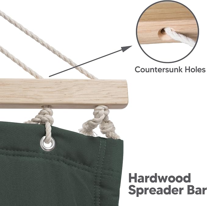 SUNCREAT Hammocks Extra Large Double Hammock with 12 ft Stand, 475lbs Capacity, Outdoor Portable Hammock with Hardwood Spreader Bar, Extra Large Pillow, Gray Green - Image 6