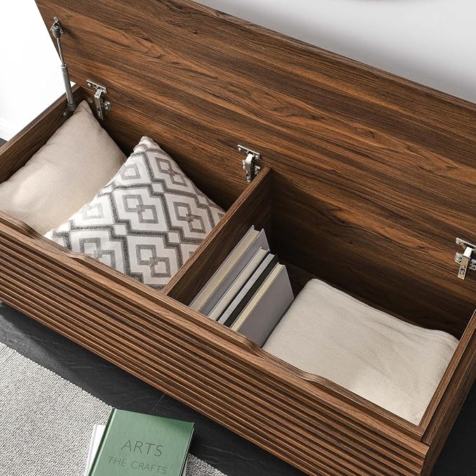 Modway Render 47" Wood Grain Storage Bench in Walnut - Image 8